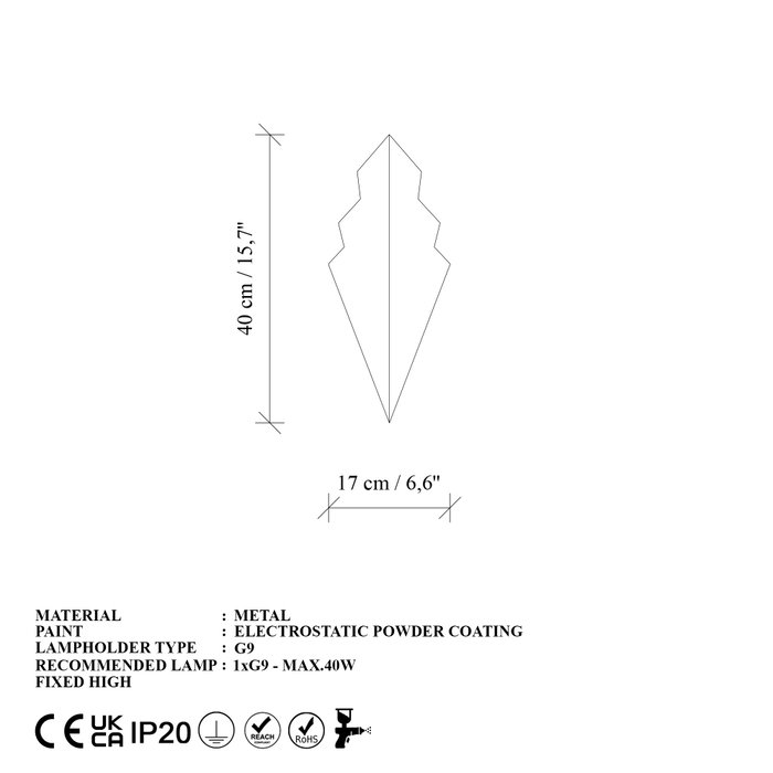 Opviq Arrow - 15173 Lámpara de Pared de Metal Blanco